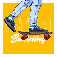 vetor de ilustração de skate de arte de linha