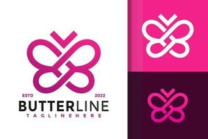 design de logotipo moderno de linha de borboleta de beleza, vetor de logotipos de identidade de marca, logotipo moderno, modelo de ilustração vetorial de designs de logotipo