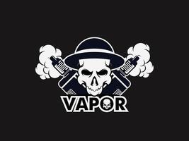 logotipo do crânio vape, logotipo da loja vape vetor