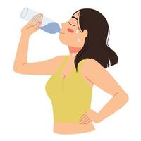 um retrato de água potável de mulher desportiva e ilustração suada vetor
