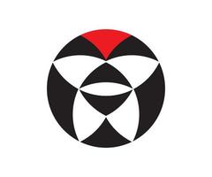 logotipo do círculo com cor preta e vermelha vetor