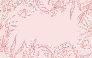 fundo rosa floral frame vetor