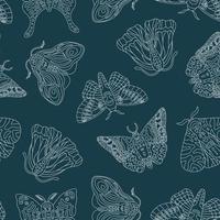 borboletas exóticas, padrão sem emenda de vetor de verão mariposa. textura de vetor plana dos desenhos animados de insetos voadores tropicais. desenho bonito desenhado à mão para tecido, impressão, pôster, papel de parede.