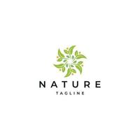 modelo de design de ícone de logotipo de natureza folha ilustração em vetor plana