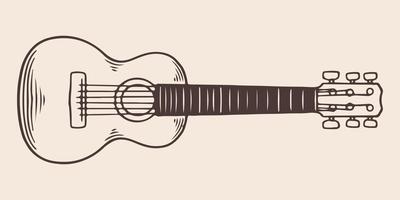 viajante de guitarra vintage desenhado à mão em estilo vintage gravado vetor