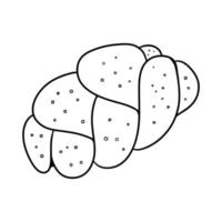 imagem monocromática, delicioso bolinho doce polvilhado com sementes de papoila, açúcar, ilustração de desenho vetorial em um fundo branco vetor