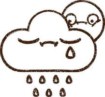 desenho de carvão de nuvem chorando vetor