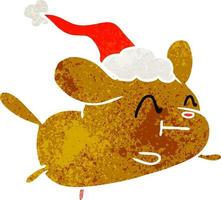 desenho retrô de natal de cachorro kawaii vetor