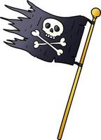 doodle de desenho animado gradiente de uma bandeira de piratas vetor