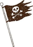 desenho a carvão de bandeira pirata vetor