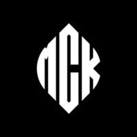 design de logotipo de carta de círculo mck com forma de círculo e elipse. letras de elipse mck com estilo tipográfico. as três iniciais formam um logotipo circular. mck círculo emblema abstrato monograma carta marca vetor. vetor