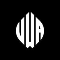 design de logotipo de letra de círculo uwa com forma de círculo e elipse. letras de elipse uwa com estilo tipográfico. as três iniciais formam um logotipo circular. uwa círculo emblema abstrato monograma carta marca vetor. vetor