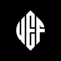 design de logotipo de carta de círculo wef com forma de círculo e elipse. letras de elipse wef com estilo tipográfico. as três iniciais formam um logotipo circular. wef círculo emblema abstrato monograma carta marca vetor. vetor