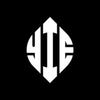 yie design de logotipo de carta de círculo com forma de círculo e elipse. yie letras de elipse com estilo tipográfico. as três iniciais formam um logotipo circular. yie círculo emblema abstrato monograma carta marca vetor. vetor