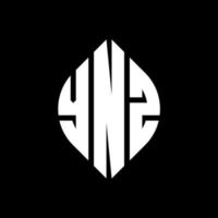 design de logotipo de letra de círculo ynz com forma de círculo e elipse. letras de elipse ynz com estilo tipográfico. as três iniciais formam um logotipo circular. ynz círculo emblema abstrato monograma carta marca vetor. vetor