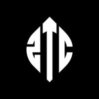 design de logotipo de letra de círculo ztc com forma de círculo e elipse. letras de elipse ztc com estilo tipográfico. as três iniciais formam um logotipo circular. ztc círculo emblema abstrato monograma carta marca vetor. vetor