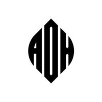 design de logotipo de letra de círculo adx com forma de círculo e elipse. letras de elipse adx com estilo tipográfico. as três iniciais formam um logotipo circular. adx círculo emblema abstrato monograma carta marca vetor. vetor