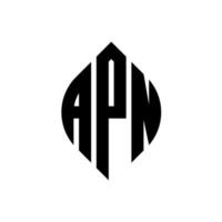 design de logotipo de carta de círculo apn com forma de círculo e elipse. letras de elipse apn com estilo tipográfico. as três iniciais formam um logotipo circular. apn círculo emblema abstrato monograma carta marca vetor. vetor