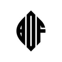 design de logotipo de letra de círculo bdf com forma de círculo e elipse. letras de elipse bdf com estilo tipográfico. as três iniciais formam um logotipo circular. bdf círculo emblema abstrato monograma carta marca vetor. vetor