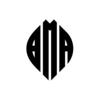 design de logotipo de carta de círculo bma com forma de círculo e elipse. letras de elipse bma com estilo tipográfico. as três iniciais formam um logotipo circular. bma círculo emblema abstrato monograma carta marca vetor. vetor