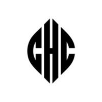 design de logotipo de letra de círculo chc com forma de círculo e elipse. letras de elipse chc com estilo tipográfico. as três iniciais formam um logotipo circular. chc círculo emblema abstrato monograma carta marca vetor. vetor