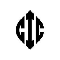 design de logotipo de carta de círculo cic com forma de círculo e elipse. letras de elipse cic com estilo tipográfico. as três iniciais formam um logotipo circular. Cic círculo emblema abstrato monograma carta marca vetor. vetor