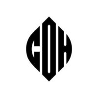 cox design de logotipo de carta de círculo com forma de círculo e elipse. letras de elipse cox com estilo tipográfico. as três iniciais formam um logotipo circular. cox círculo emblema abstrato monograma carta marca vetor. vetor