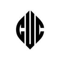 design de logotipo de letra de círculo cuc com forma de círculo e elipse. letras de elipse cuc com estilo tipográfico. as três iniciais formam um logotipo circular. cuc círculo emblema abstrato monograma carta marca vetor. vetor