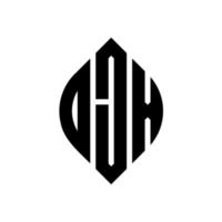 design de logotipo de letra de círculo djx com forma de círculo e elipse. letras de elipse djx com estilo tipográfico. as três iniciais formam um logotipo circular. djx círculo emblema abstrato monograma letra marca vetor. vetor