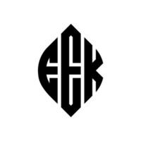 eek design de logotipo de carta de círculo com forma de círculo e elipse. eek letras de elipse com estilo tipográfico. as três iniciais formam um logotipo circular. eek círculo emblema abstrato monograma carta marca vetor. vetor
