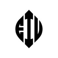 design de logotipo de carta de círculo eiu com forma de círculo e elipse. letras de elipse eiu com estilo tipográfico. as três iniciais formam um logotipo circular. eiu círculo emblema abstrato monograma carta marca vetor. vetor