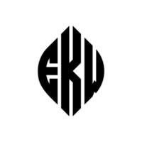 design de logotipo de carta de círculo ekw com forma de círculo e elipse. ekw letras de elipse com estilo tipográfico. as três iniciais formam um logotipo circular. ekw círculo emblema abstrato monograma carta marca vetor. vetor