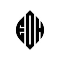 design de logotipo de carta de círculo eox com forma de círculo e elipse. letras de elipse eox com estilo tipográfico. as três iniciais formam um logotipo circular. eox círculo emblema abstrato monograma carta marca vetor. vetor