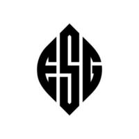 design de logotipo de carta de círculo esg com forma de círculo e elipse. letras de elipse esg com estilo tipográfico. as três iniciais formam um logotipo circular. esg círculo emblema abstrato monograma carta marca vetor. vetor