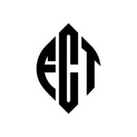 design de logotipo de carta de círculo fct com forma de círculo e elipse. letras de elipse fct com estilo tipográfico. as três iniciais formam um logotipo circular. fct círculo emblema abstrato monograma carta marca vetor. vetor