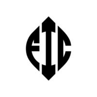 design de logotipo de carta de círculo fic com forma de círculo e elipse. letras de elipse fic com estilo tipográfico. as três iniciais formam um logotipo circular. fic círculo emblema abstrato monograma carta marca vetor. vetor