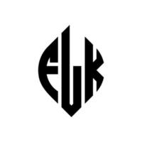 flk design de logotipo de carta círculo com forma de círculo e elipse. letras de elipse flk com estilo tipográfico. as três iniciais formam um logotipo circular. flk círculo emblema abstrato monograma carta marca vetor. vetor