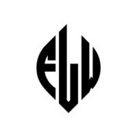 design de logotipo de carta de círculo flw com forma de círculo e elipse. letras de elipse flw com estilo tipográfico. as três iniciais formam um logotipo circular. flw círculo emblema abstrato monograma carta marca vetor. vetor