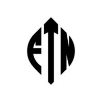 design de logotipo de letra de círculo ftn com forma de círculo e elipse. letras de elipse ftn com estilo tipográfico. as três iniciais formam um logotipo circular. ftn círculo emblema abstrato monograma carta marca vetor. vetor