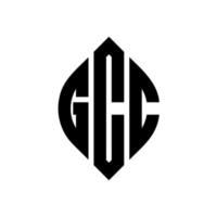 design de logotipo de carta de círculo gcc com forma de círculo e elipse. letras de elipse gcc com estilo tipográfico. as três iniciais formam um logotipo circular. gcc círculo emblema abstrato monograma carta marca vetor. vetor