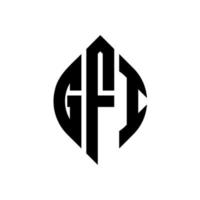 design de logotipo de carta de círculo gfi com forma de círculo e elipse. letras de elipse gfi com estilo tipográfico. as três iniciais formam um logotipo circular. gfi círculo emblema abstrato monograma carta marca vetor. vetor