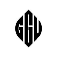 design de logotipo de carta de círculo ggw com forma de círculo e elipse. letras de elipse ggw com estilo tipográfico. as três iniciais formam um logotipo circular. ggw círculo emblema abstrato monograma carta marca vetor. vetor