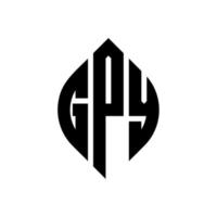 design de logotipo de carta de círculo gpy com forma de círculo e elipse. letras de elipse gpy com estilo tipográfico. as três iniciais formam um logotipo circular. gpy círculo emblema abstrato monograma carta marca vetor. vetor