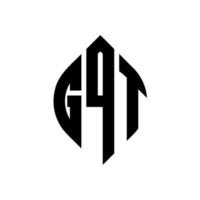 design de logotipo de carta de círculo gqt com forma de círculo e elipse. letras de elipse gqt com estilo tipográfico. as três iniciais formam um logotipo circular. gqt círculo emblema abstrato monograma carta marca vetor. vetor