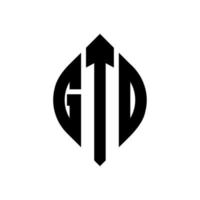 design de logotipo de carta de círculo gtd com forma de círculo e elipse. letras de elipse gtd com estilo tipográfico. as três iniciais formam um logotipo circular. gtd círculo emblema abstrato monograma carta marca vetor. vetor