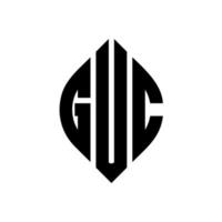 guc design de logotipo de carta de círculo com forma de círculo e elipse. letras de elipse guc com estilo tipográfico. as três iniciais formam um logotipo circular. GUC círculo emblema abstrato monograma carta marca vetor. vetor