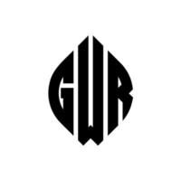 design de logotipo de carta de círculo gwr com forma de círculo e elipse. letras de elipse gwr com estilo tipográfico. as três iniciais formam um logotipo circular. gwr círculo emblema abstrato monograma carta marca vetor. vetor