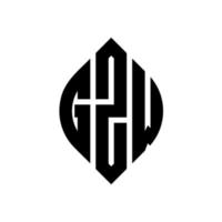 gzw design de logotipo de carta de círculo com forma de círculo e elipse. letras de elipse gzw com estilo tipográfico. as três iniciais formam um logotipo circular. gzw círculo emblema abstrato monograma carta marca vetor. vetor