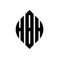 design de logotipo de letra de círculo hbh com forma de círculo e elipse. letras de elipse hbh com estilo tipográfico. as três iniciais formam um logotipo circular. hbh círculo emblema abstrato monograma carta marca vetor. vetor