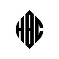 design de logotipo de letra de círculo hbc com forma de círculo e elipse. letras de elipse hbc com estilo tipográfico. as três iniciais formam um logotipo circular. hbc círculo emblema abstrato monograma carta marca vetor. vetor